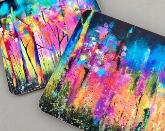 Abstract Woods Coaster Set