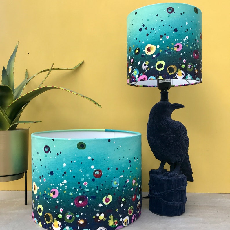 Artist Handmade Teal Dotty Lampshade image 2