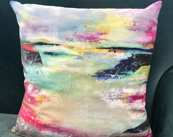 Abstract River Velvet Cushion