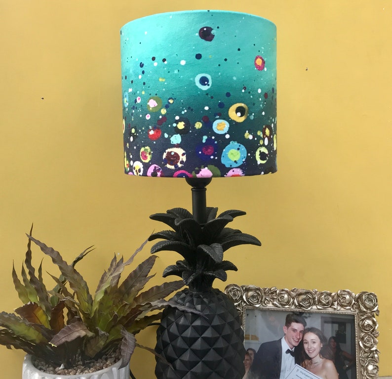 Artist Handmade Teal Dotty Lampshade image 5