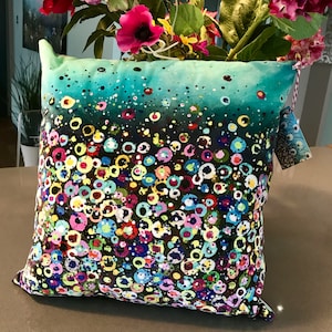 Teal Dotty Velvet Cushion
