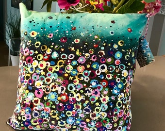 Teal Dotty Velvet Cushion