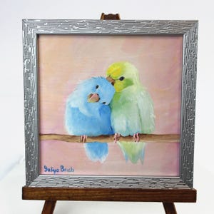 Colorful Parrot Oil Painting: Miniature Bird Art, 6x6 inch