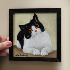 Custom Tiny Cats Oil Painting, Original Custom Mini Cat Painting Original, Mini Cats Portrait Oil Wall Art, Cats Portrait Painting