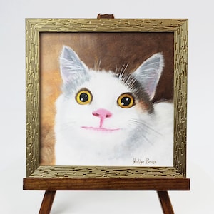 Peinture portrait de chat personnalisé, cadeau parfait pour les amoureux des chats, petite peinture de chat personnalisée, portrait de chat miniature, petite peinture à l'huile originale