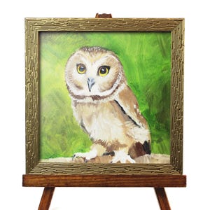 Owl  Oil Painting, Colorful Bird Wall Art, Mini Oil Painting of Owl , Owl Art, Home Decor, Bird Lover Gift