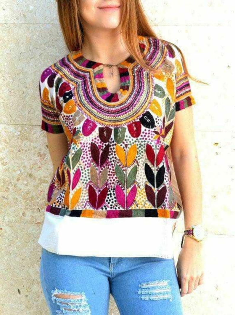 Handmade Mexican Blouse Embroidered 5 de mayo