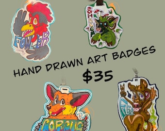 Custom fursuit art badges