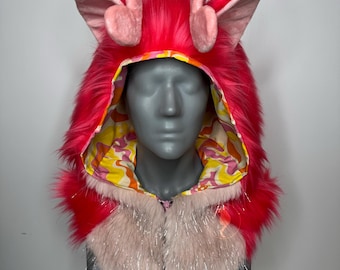 Animal hood with ears and antennas/ rave hood