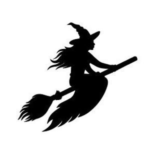 Witch on a broomstick Fusible Precut Stained Glass, Flying Witch Glass Cut Out on Halloween, For Glass Fusing or Mosaic Tiles, COE 90 and 96