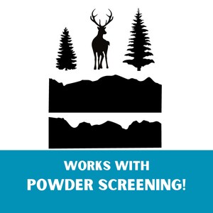 Deer and Spruce Trees Silk Screen Stencil, DIY Silk Screen Printing, Printmaking for Polymer Clay, Ceramics & Glass