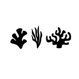 Precut Glass Shapes, Set of 3 Corals, COE 90 or 96, Black White Green Red or Blue, 2&quot; or 3&quot; Tall, Fusible Precut Glass, Fused Glass Supplies
