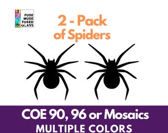 Precut Glass Shapes, Fusible Glass Spider, COE 90 or 96, Cut Out Mosaic Tiles, Fusing Supplies, Black Opaque Glass, Precut Stained Glass