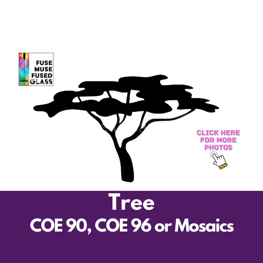 Precut Stained Glass Tree, Fusible Pre Cut Glass Tree in Black or White ...