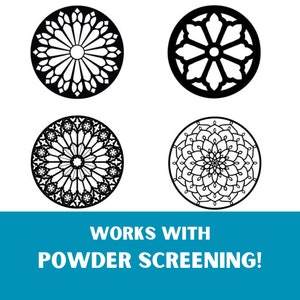 Rose Window Silk Screen Stencils in Christmas Ornament Size for Glass Fusing, Reusable Screen Printing Stencil for Fused Glass, Glass Supply