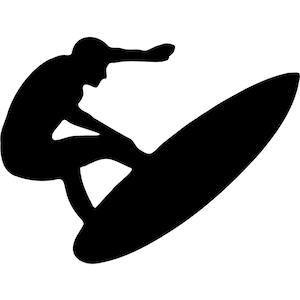 Precut Stained Glass, Precut Glass Surfer #1 in Black Opaque Glass in Multiple Sizes