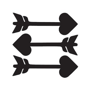 Set of 3 - Precut Glass Cupid Arrows, Stained Glass Shapes, COE 90 or 96, 2 3 4 5 inches, Black White Red, Mosaic tiles supply, Glass Fusing