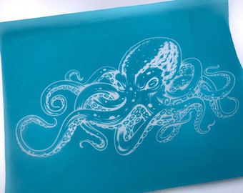 Silk Screen Stencils, Clay Silk Screen, Octopus, Kraken, Ceramics, Custom Silk Screen, Screen Print, Pre Burned Silk Screen Stencil