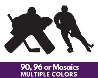 Precut Stained Glass Hockey Players, Precut Glass Shapes, COE 90 & 96, Fusible Black or White Opaque, Glass Mosaic Tiles, Pre Cut Pieces