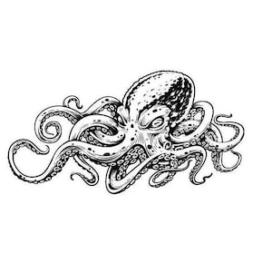 Octopos Silk Screen Stencil, Kraken Custom Screen Print, Gravure sur argile polymère, céramique et verre