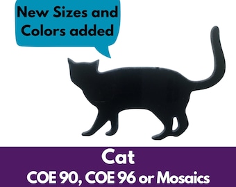 Precut Stained Glass, Precut Glass Black Cat, COE 96, Waterjet Cut Shapes, Black Cat, Fusible Glass Shapes