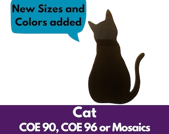 Precut Glass Shapes, Fusible Glass Cat, COE 90 or 96, Cut Out Mosaic Tiles, Fusing Supplies, Black Opaque Glass, Precut Stained Glass