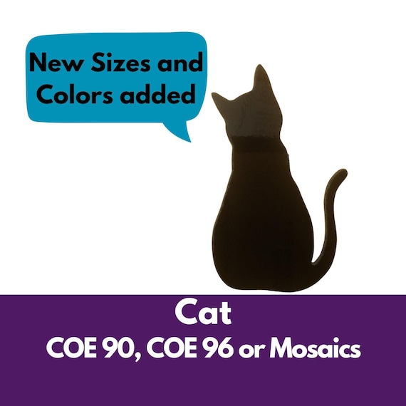 Precut Glass Shapes, Fusible Glass Cat, COE 90 or 96, Cut Out Mosaic Tiles, Fusing Supplies, Black Opaque Glass, Precut Stained Glass