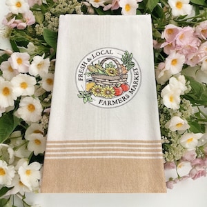 Fresh And Local Farmers Market Embroidery Towel