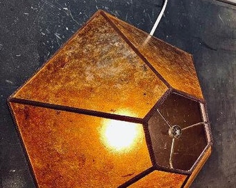 Amber mica lamp shade Hexagon 21"