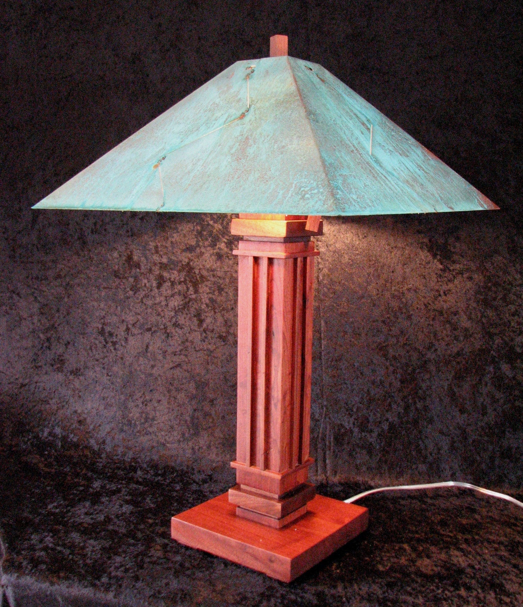 Santa Fe Table lamp 26 tall shown in Wanut Green copper Etsy