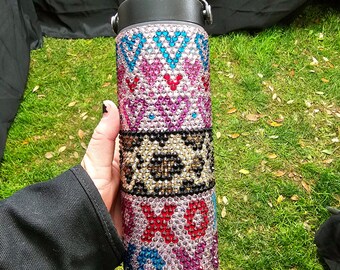Leopard & Hearts Rhinestone Tumbler