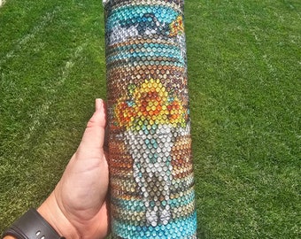 Western Sunflower Skull Rhinestone Tumbler 20oz