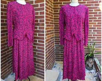 Two Piece Blouse and Skirt Set by Lucia | 90s Vintage | Size 12