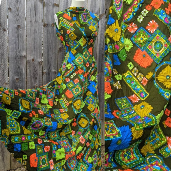 Vintage 60s Maxi Dress - Psychedelic Kaleidescope