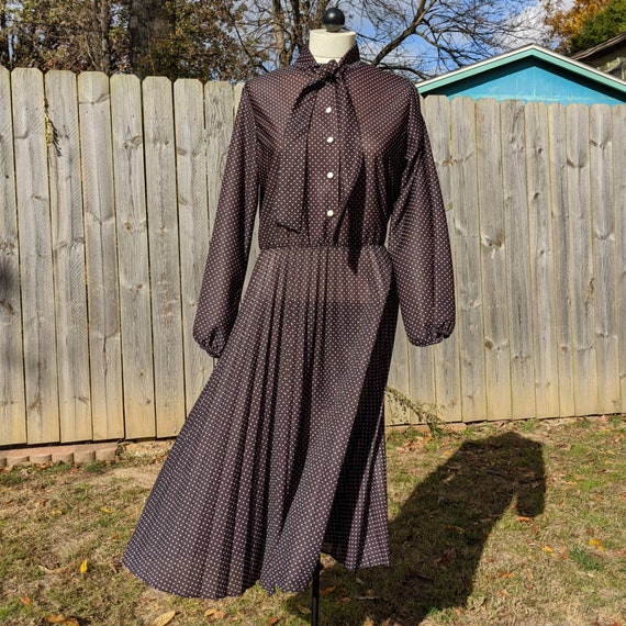 SALE! 70s Vintage Dress - Sheer Polkadot Midi Dre… - image 2