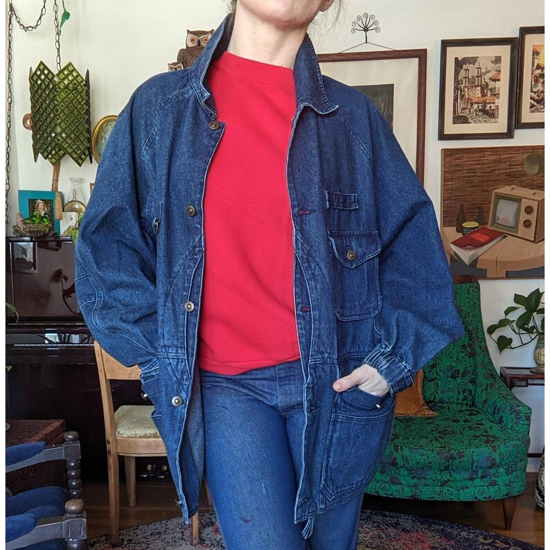 1990s Baggy Denim Cargo Jacket by Redhead | Etsy