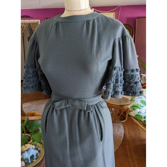 Blue Wool Dress by Carlye | 50s 60s Vintage - image 2