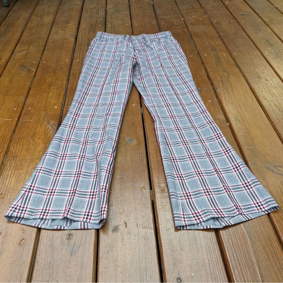 70s Vintage Pants - Flare Leg Plaid Pants - image 8