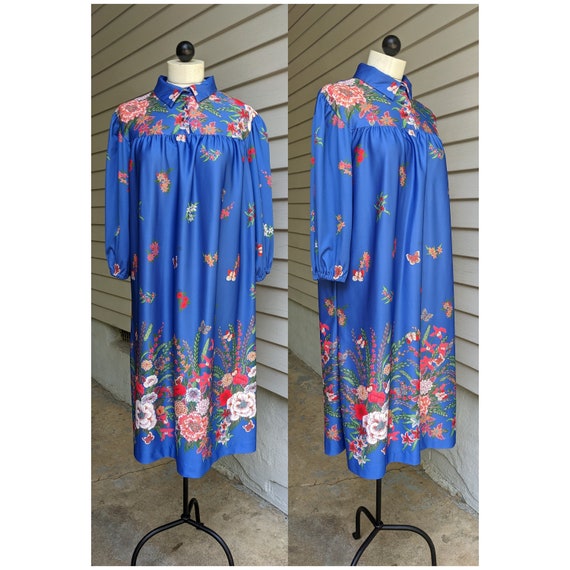 70s Vintage Hostess Dress - Soft Polyester Midi L… - image 2