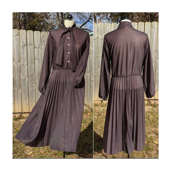 SALE! 70s Vintage Dress - Sheer Polkadot Midi Dre… - image 1