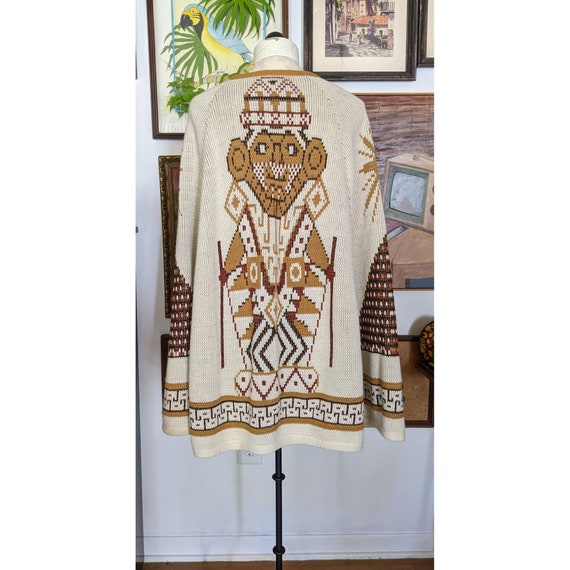 60s 70s Vintage Poncho - Knit Graphic Poncho by C… - image 10