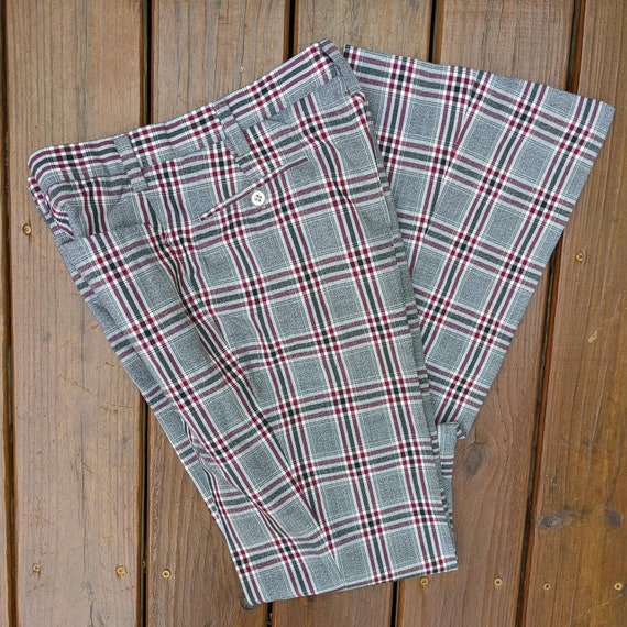 70s Vintage Pants - Flare Leg Plaid Pants - image 7