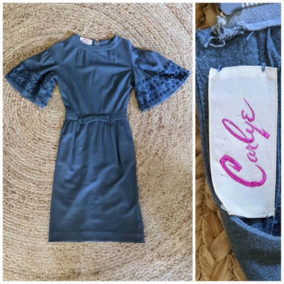 Blue Wool Dress by Carlye | 50s 60s Vintage - image 10