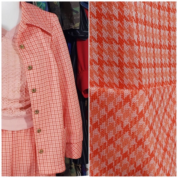 70s Marty Gutmacher Two-Piece Orange Plaid Suit.