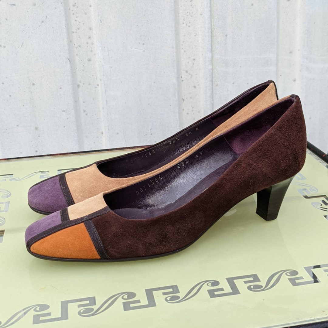 1990s Suede Colorblock Geometric Grid Pattern by Salvatore - Etsy