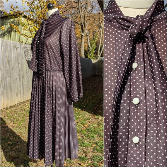 SALE! 70s Vintage Dress - Sheer Polkadot Midi Dre… - image 3