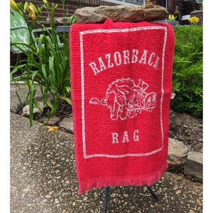 Razorback Bar Towel Set of 2 Vintage Hand Towels | Razorback Rag University of Arkansas Razorbacks Football Vintage Collector's Item