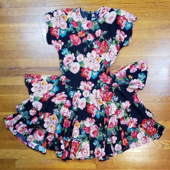 Vintage 80s Party Dress - Colorful Floral Pattern