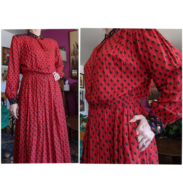 1980s Red Dress by California Design and Dorothy Samuel