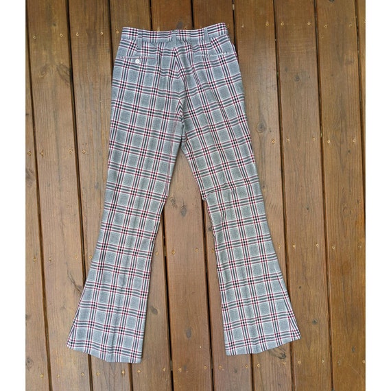 70s Vintage Pants - Flare Leg Plaid Pants - image 5